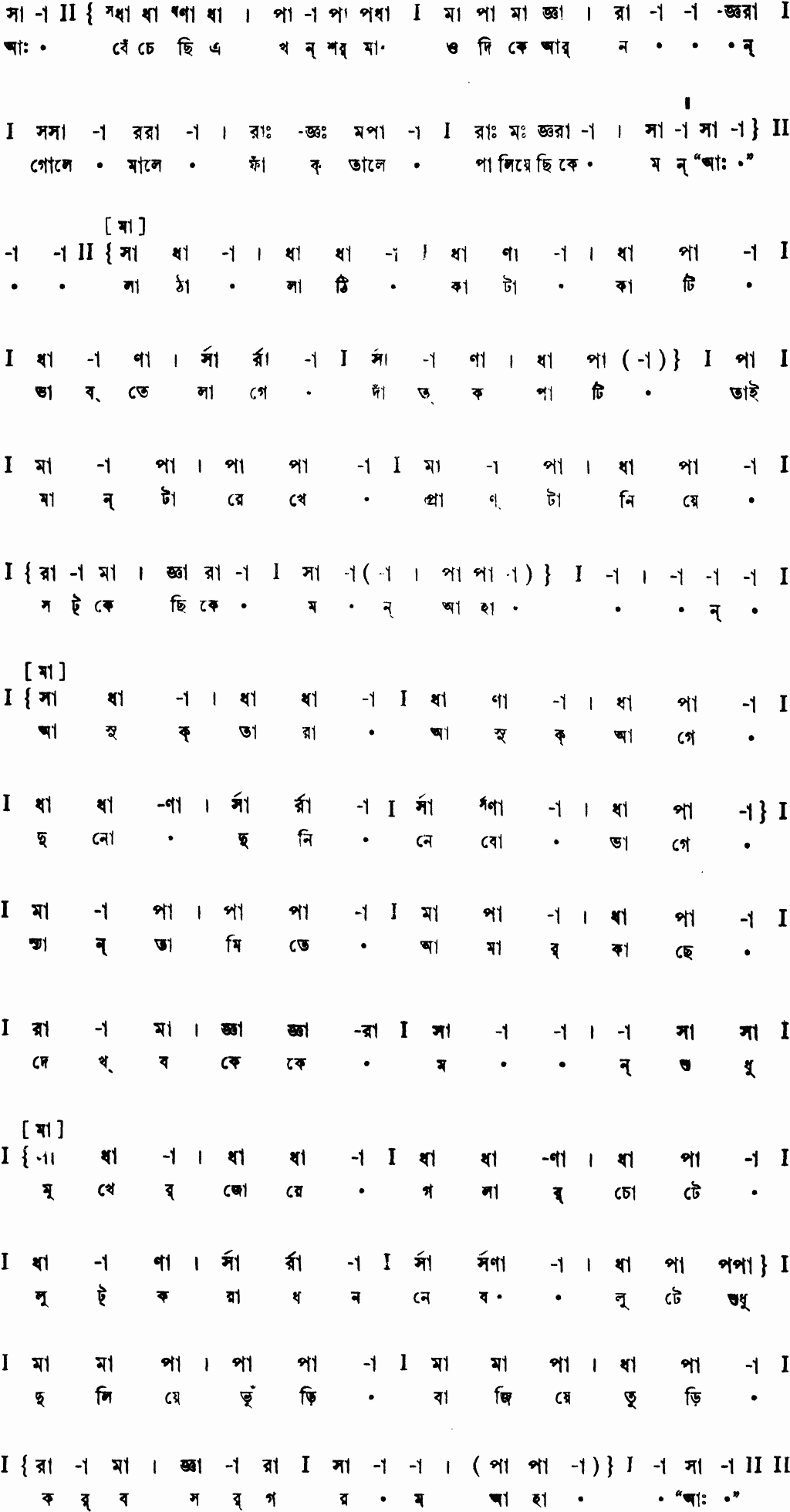 Notation aah bechechhi akhon