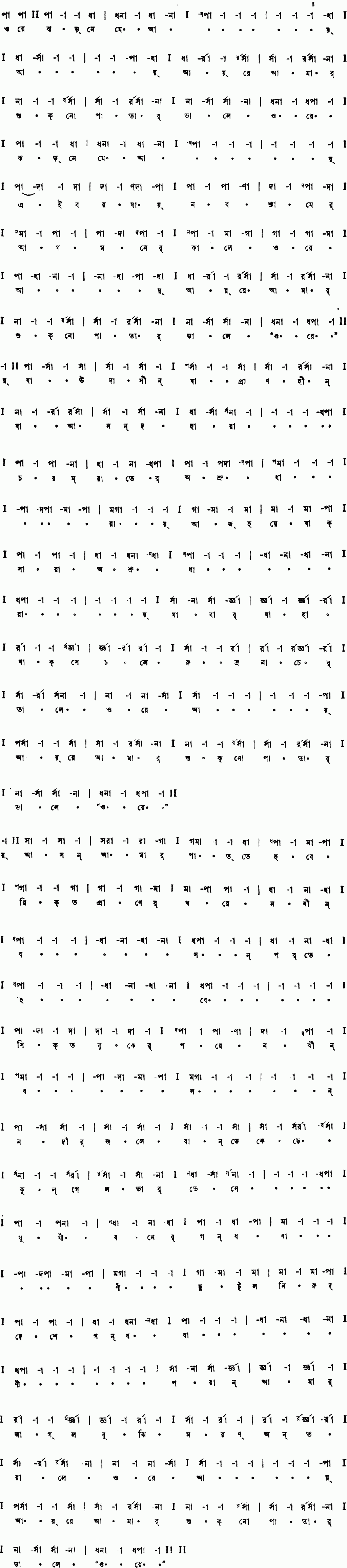 Notation ore jhar neme