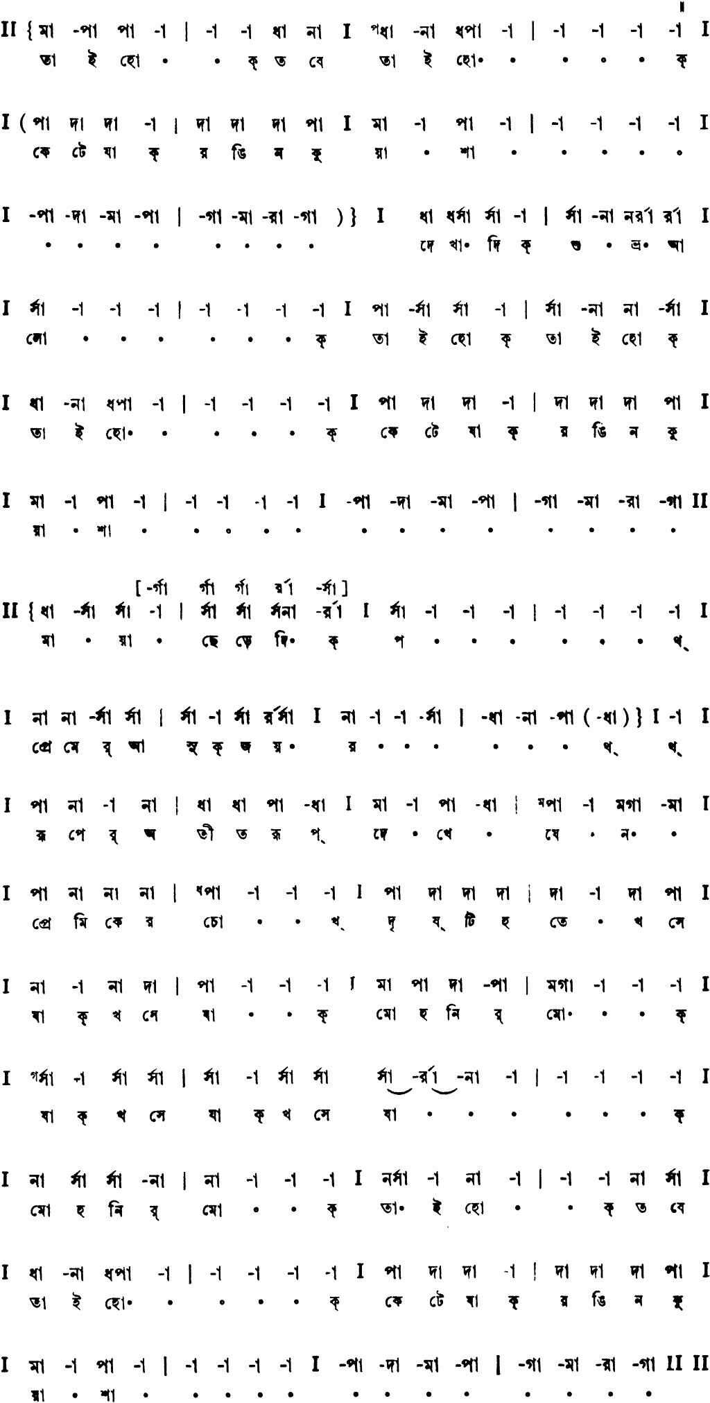 Notation tai hok tabe