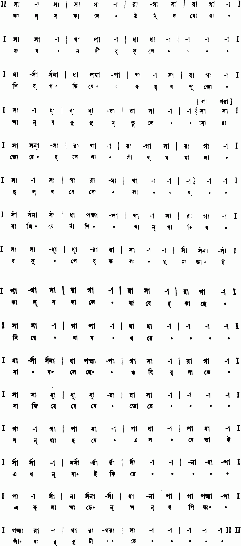 Notation kaal sakale