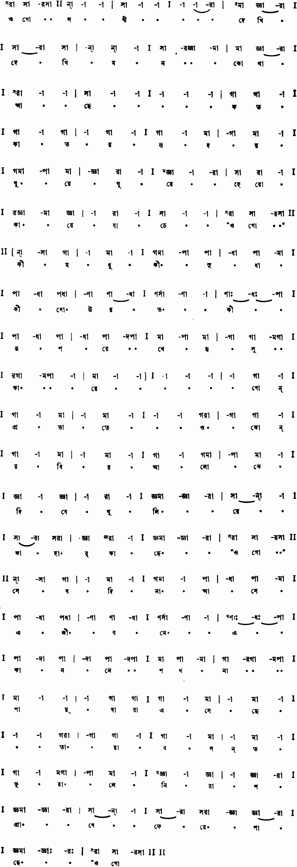 Notation ogo sokhi dekhi