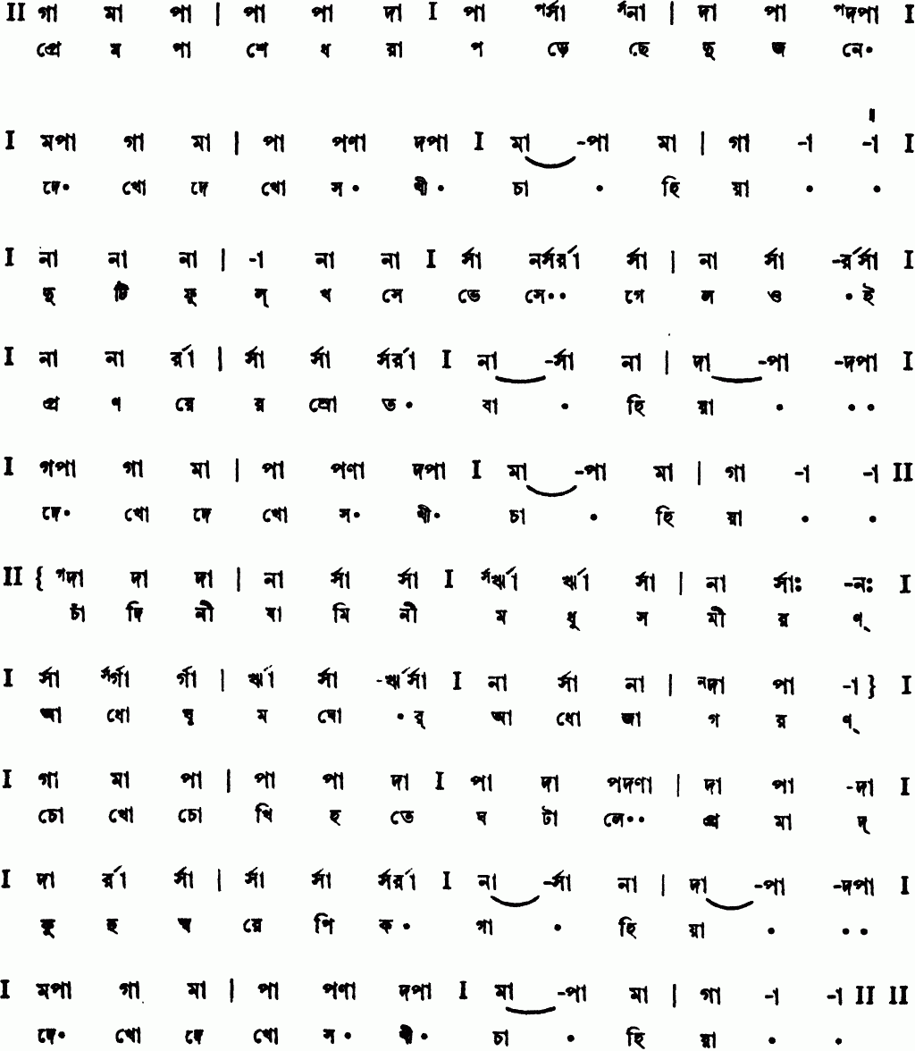 Notation prem pashe dhora