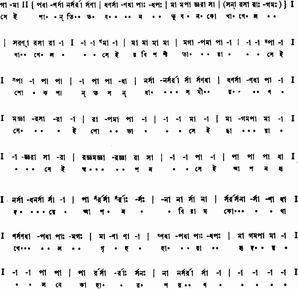 Notation sei shantibhaban