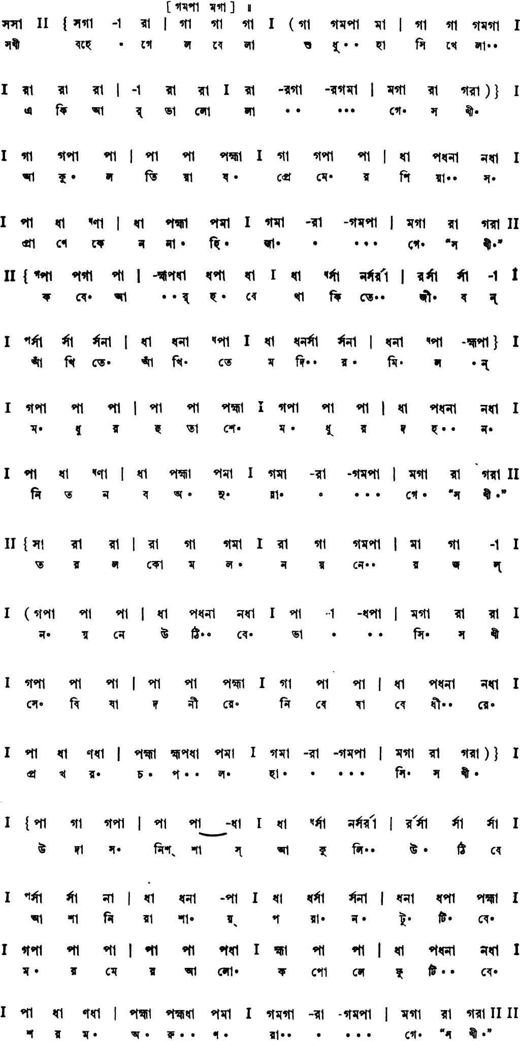 Notation sokhi bohe gelo