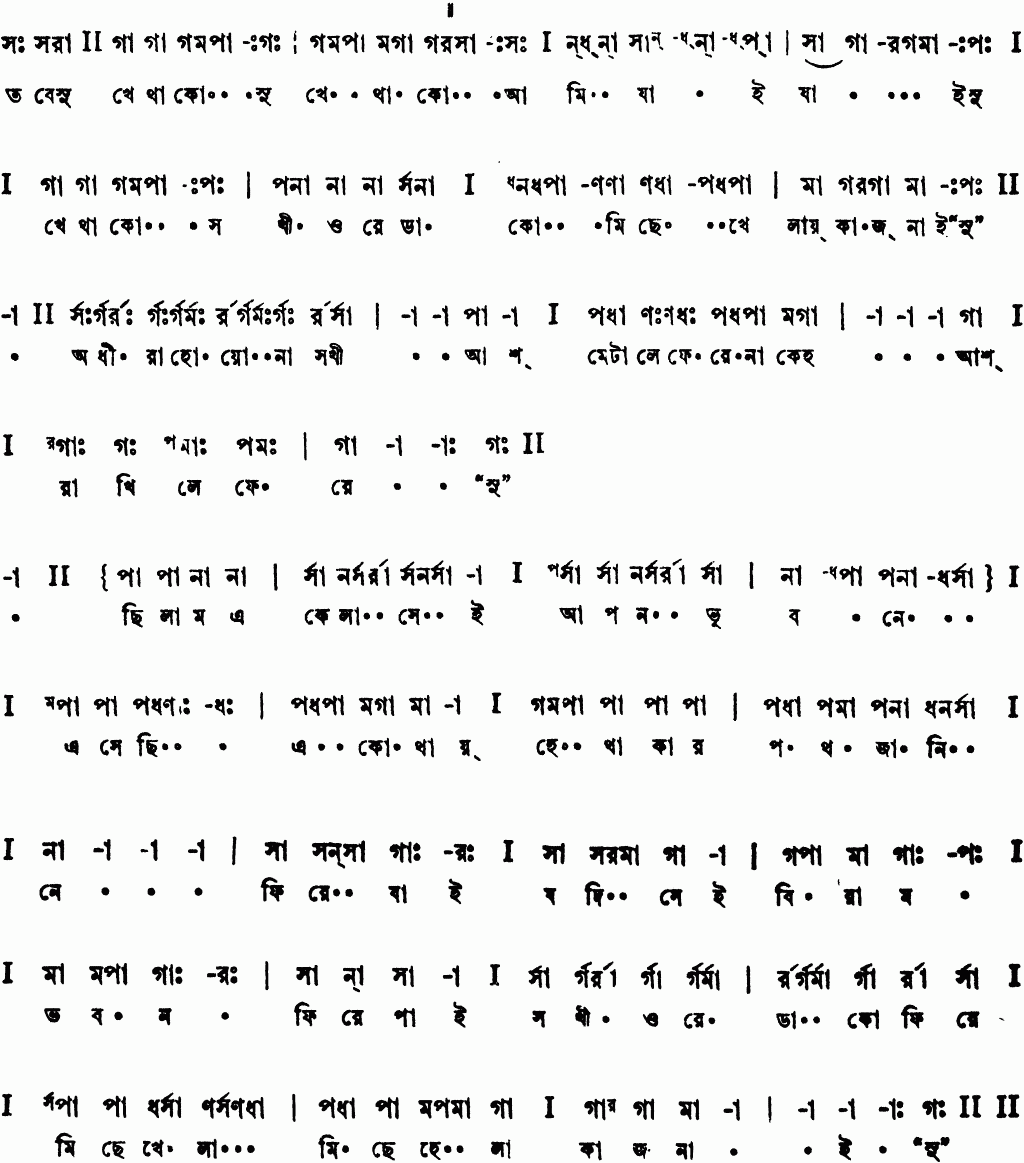 Notation tobe sukhe thako