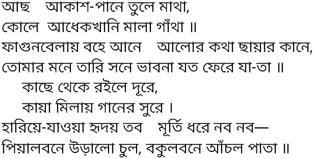 Tagore song achho akash pane tule