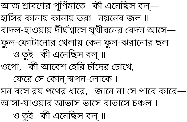 Tagore song aj shraboner purnimate