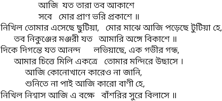 Tagore song aji jato tara tabo akashe