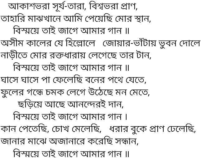 Tagore song akash bhora surjo tara