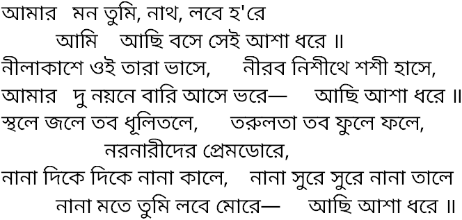 Tagore song amar mon tumi nath