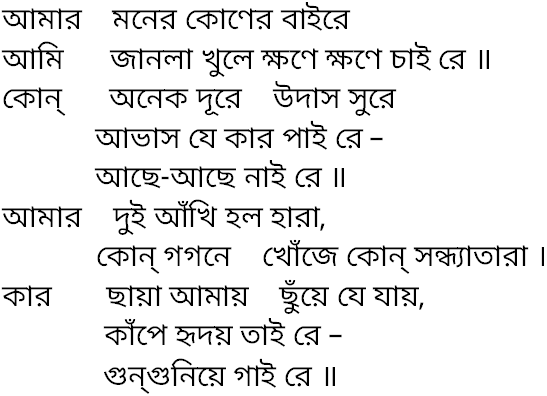 Tagore song amar moner koner baire