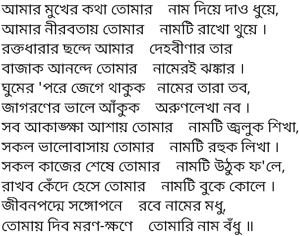 Tagore song amar mukher katha tomar