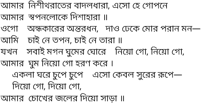 Tagore song amar nisithorater badaldhara