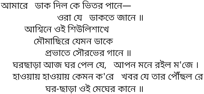 Tagore song amare dak dilo ke