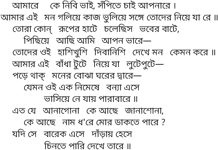 Tagore song amare ke nibi bhai