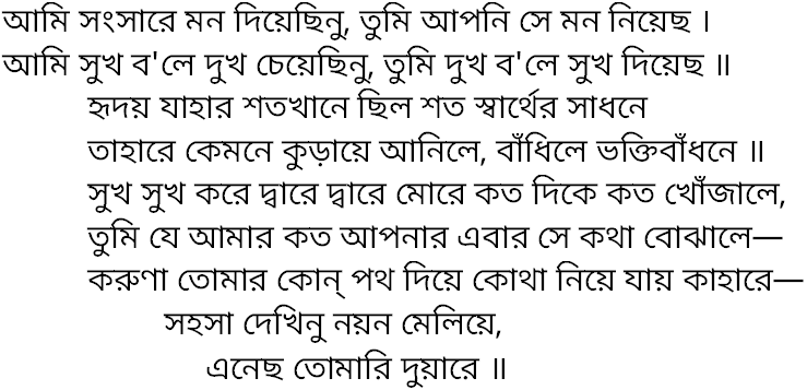 Tagore song ami sangsare mon diyechhinu 1