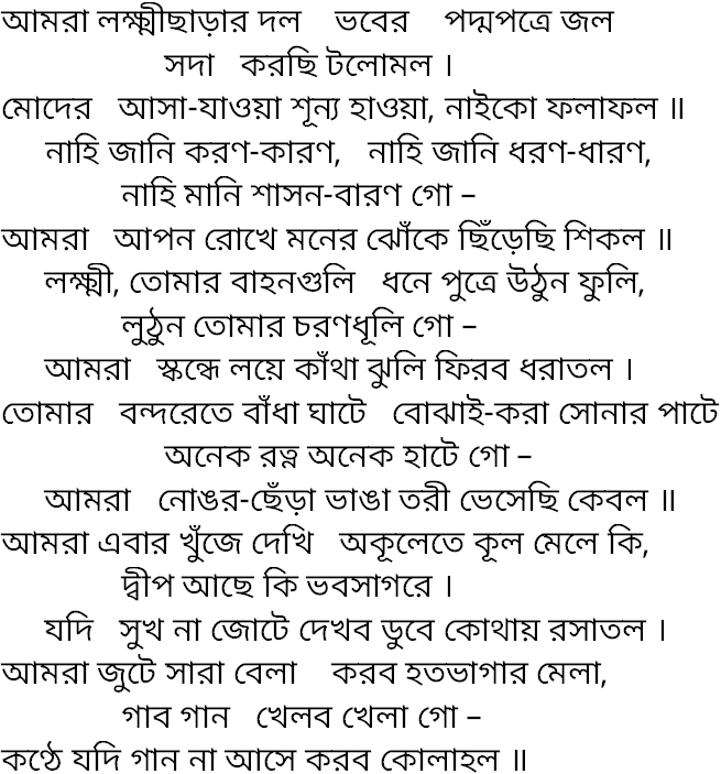 Tagore song amra lakkhichharar dal