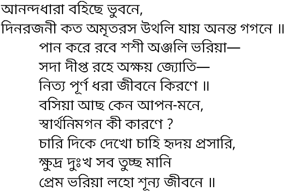 Tagore song anandadhara bohichhe