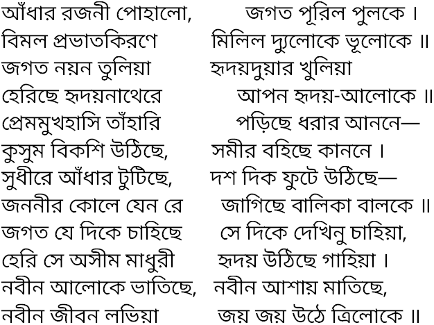 Tagore song adhar rajani pohalo