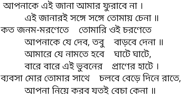 Tagore song apnake ei jana amar