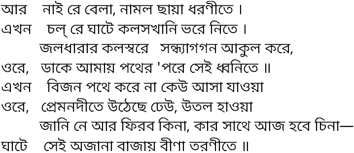 Tagore song ar nai re bela