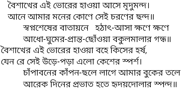 Tagore song boishakher ei bhorer
