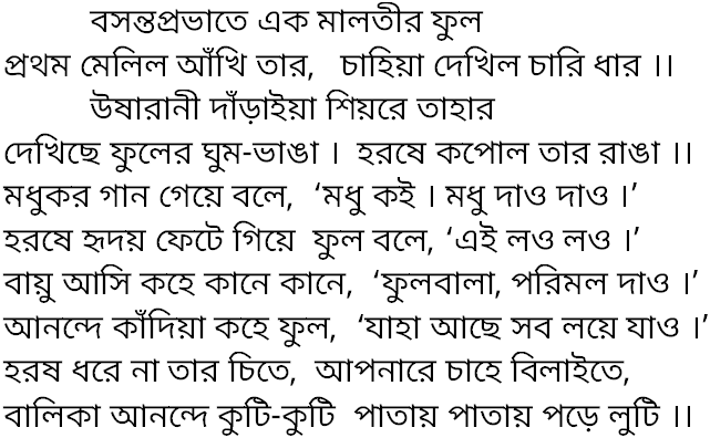 Tagore song basantaprobhate ek malatir