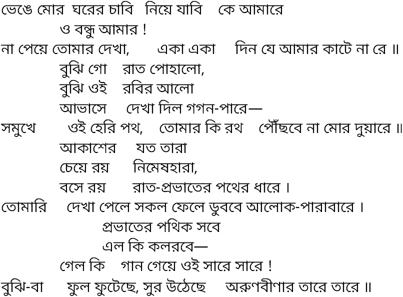 Tagore song bhenge mor gharer