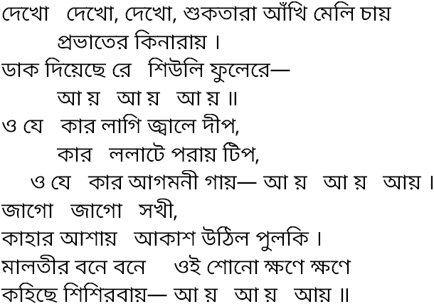 Tagore song dekho shukotara ankhi