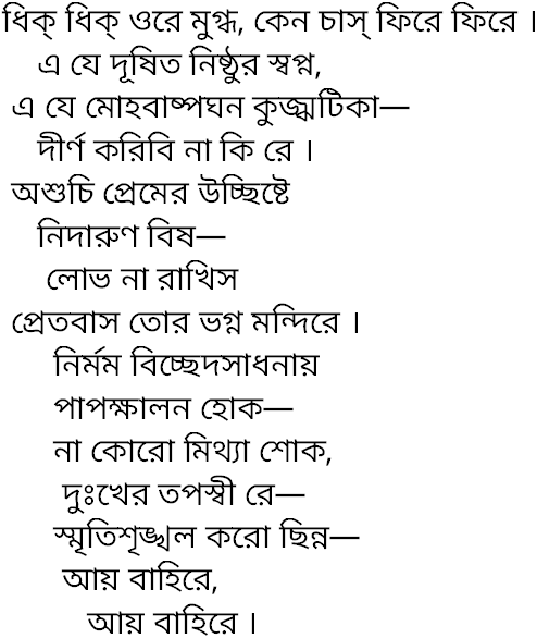Tagore song dhik dhik ore mugdho