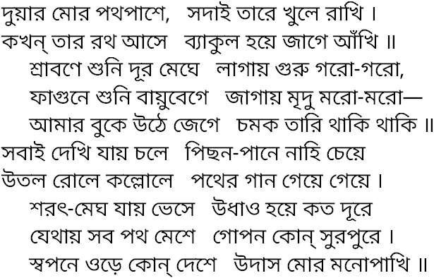 Tagore song duar mor pathapashe