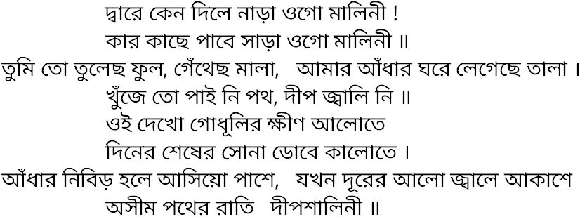 Tagore song dware keno dile nara