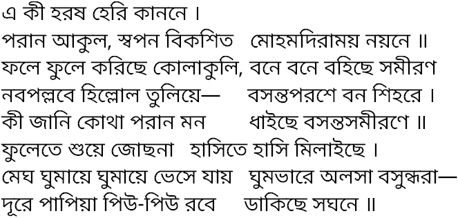 Tagore song e ki harosh heri