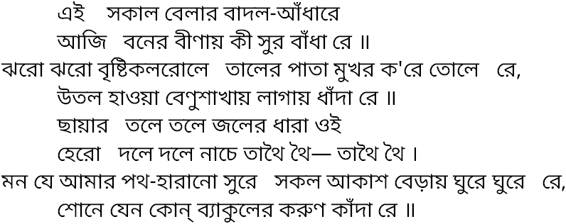 Tagore song ei sokal belar
