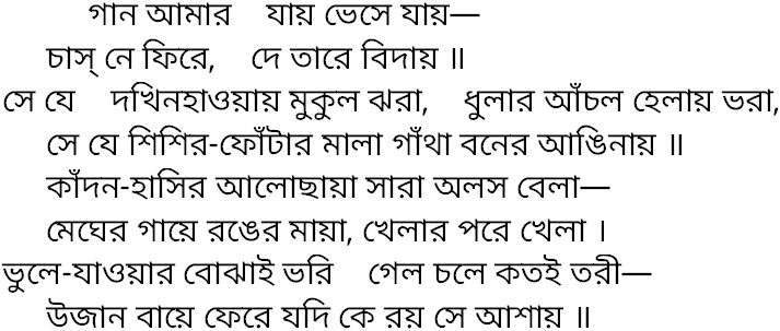 Tagore song gan amar jay bhese