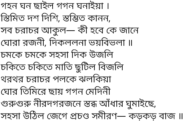 Tagore song gahano ghano chhailo