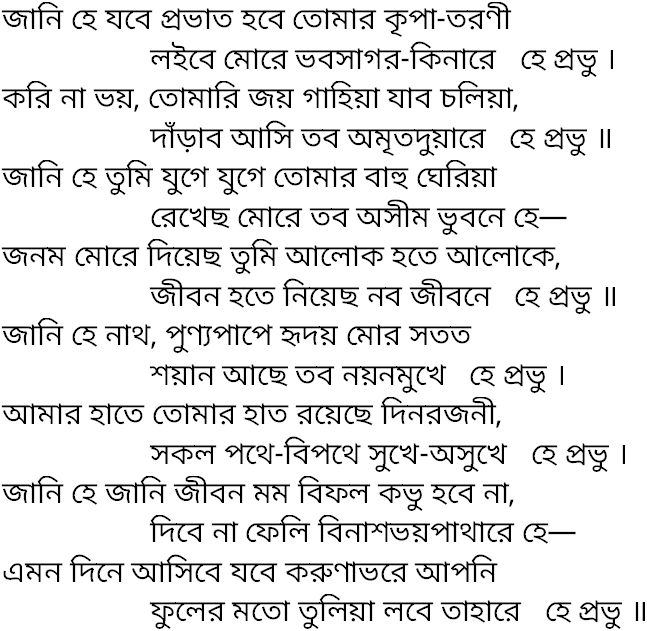 Tagore song jani he jabe probhat