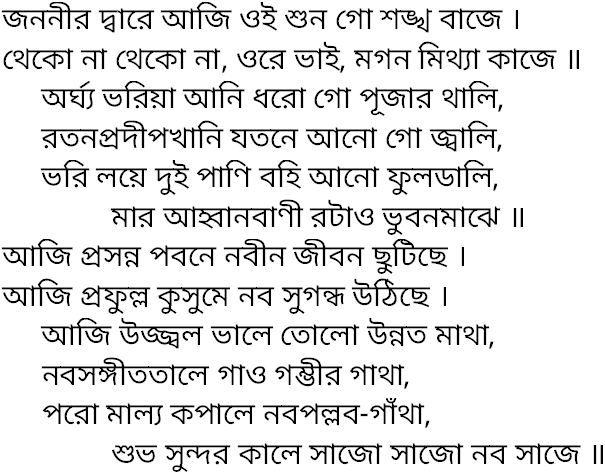 Tagore song jananir dware aji
