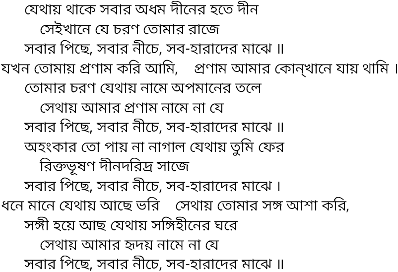 Tagore song jethay thake sabar adham