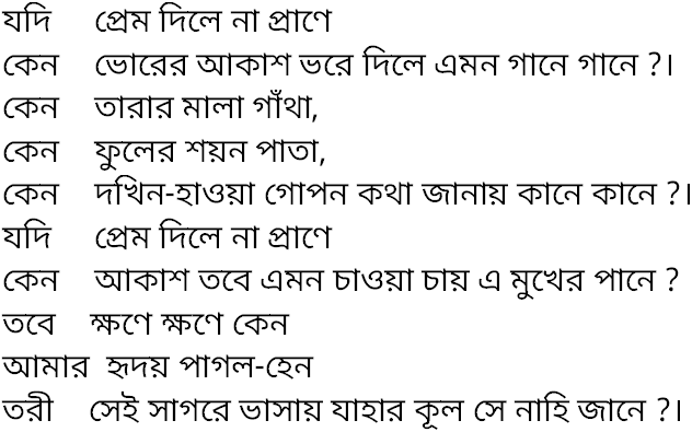 Tagore song jodi prem dile na