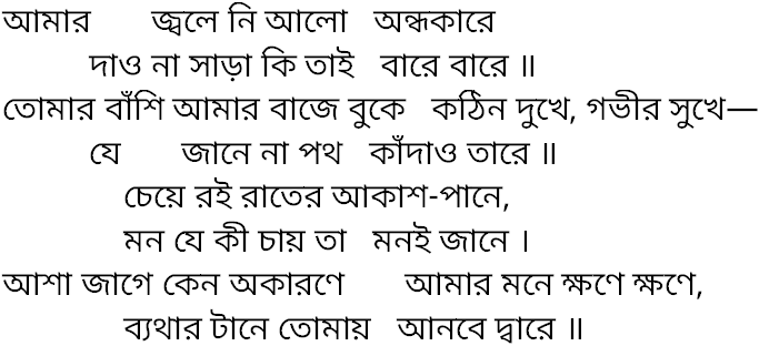 Tagore song jwaleni alo andhokare