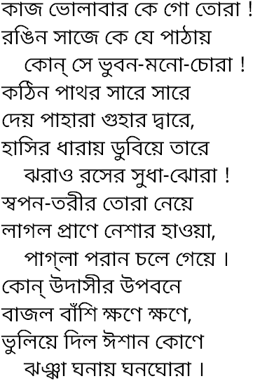 Tagore song kaj bholabar ke go