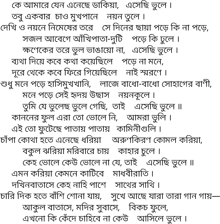 Tagore song ke amare jano enechhe