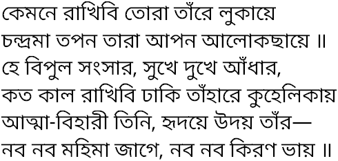 Tagore song kemone rakhibi tora