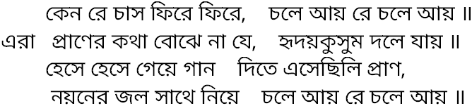 Tagore song keno re chas phire