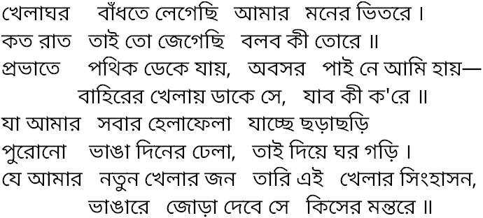 Tagore song khelaghor badhte legechhi