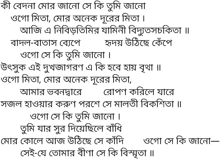 Tagore song ki bedona mor jano