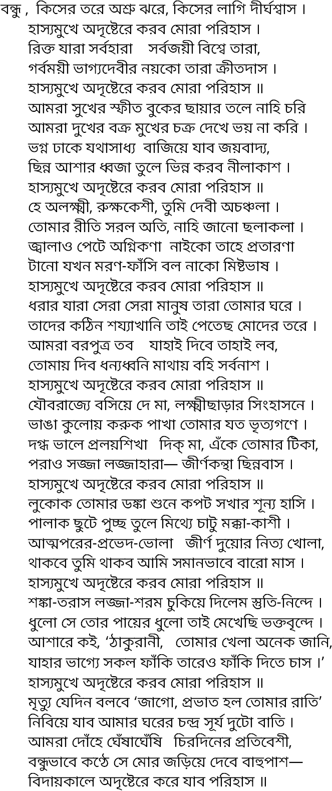 Tagore song kiser tore ashru jhore