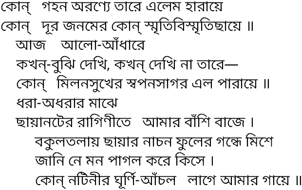 Tagore song kon gahano aranye tare
