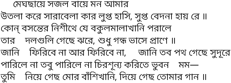 Tagore song meghochhaye sajol baye